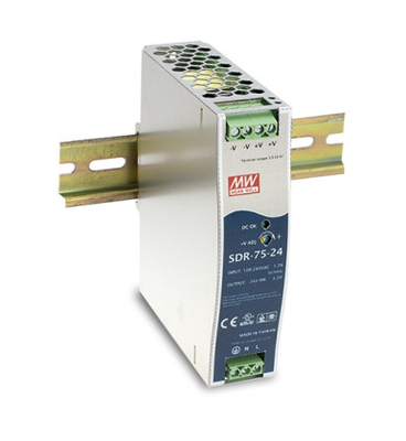 SDR-75-24 παροχή ηλεκτρικού ρεύματος ραγών Meanwell DIN 12V 24V 48V 85%-89%