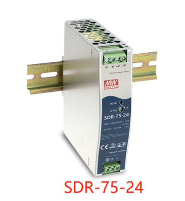 SDR-75-24 παροχή ηλεκτρικού ρεύματος ραγών Meanwell DIN 12V 24V 48V 85%-89%