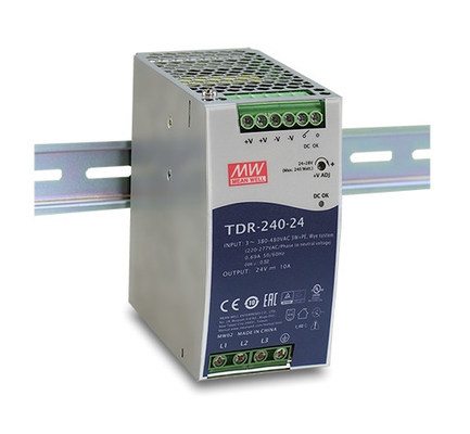 240W η τριφασική βιομηχανική DIN ράγα tdr-240-24 ενσωμάτωσε ενεργό PFC