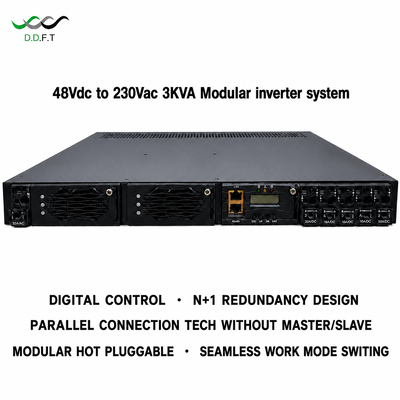 Σύστημα αρθρωτού μετατροπέα 48VDC σε 220Vac N+1 Παράλληλος πλεονασμός 0ms Απρόσκοπτη μεταφορά 3KVA Rack Mount Telecom Power