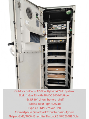 Telecom Hybrid System Solar Outdoor Cabinet 36KW+12,8KW with Smartpack 2 Controller